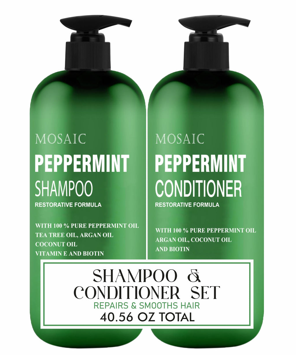 AnatoliaDaphne Peppermint Oil Shampoo & Conditioner Set – Thickening & Hair Growth Support for Women & Men, Sulfate Free, 20.28 fl oz Each