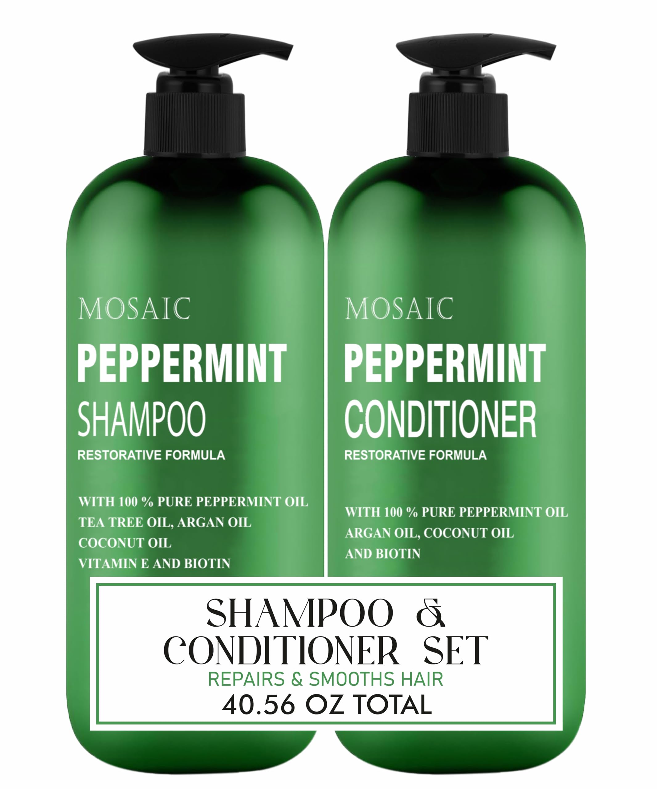 AnatoliaDaphne Peppermint Oil Shampoo & Conditioner Set – Thickening & Hair Growth Support for Women & Men, Sulfate Free, 20.28 fl oz Each