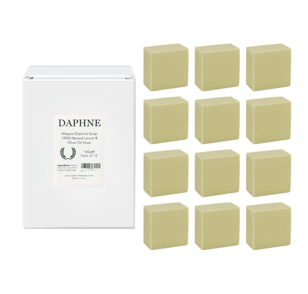 AnatoliaDaphne Aleppo Soap Bar – Handmade, 100% Natural Olive Oil & Laurel, Vegan (12 Bars)