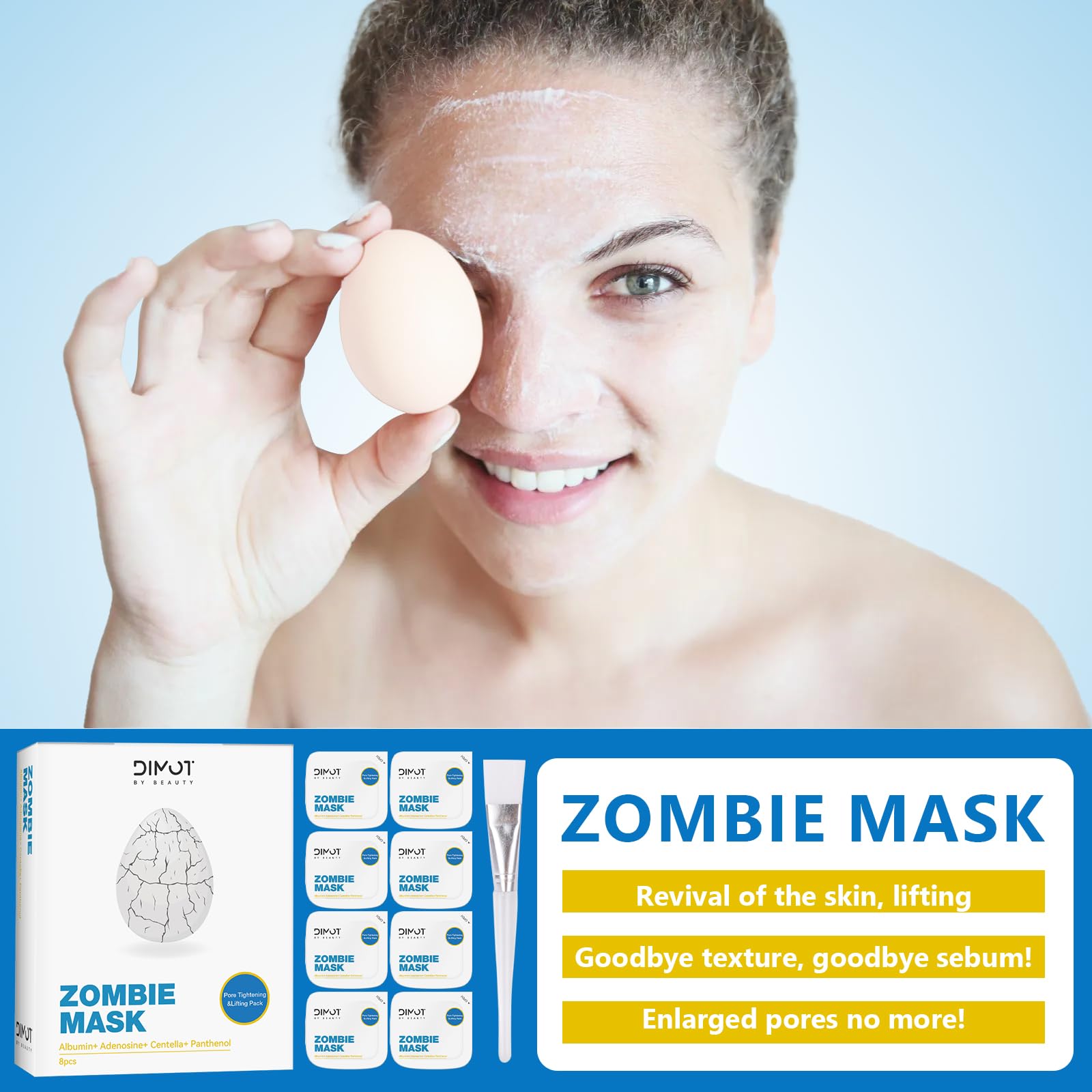 ANCAI 2025 Zombie Facial Mask – Hydrating Clay Mud Mask for Pore Tightening & Lifting (8 x 1-Use Boxes)