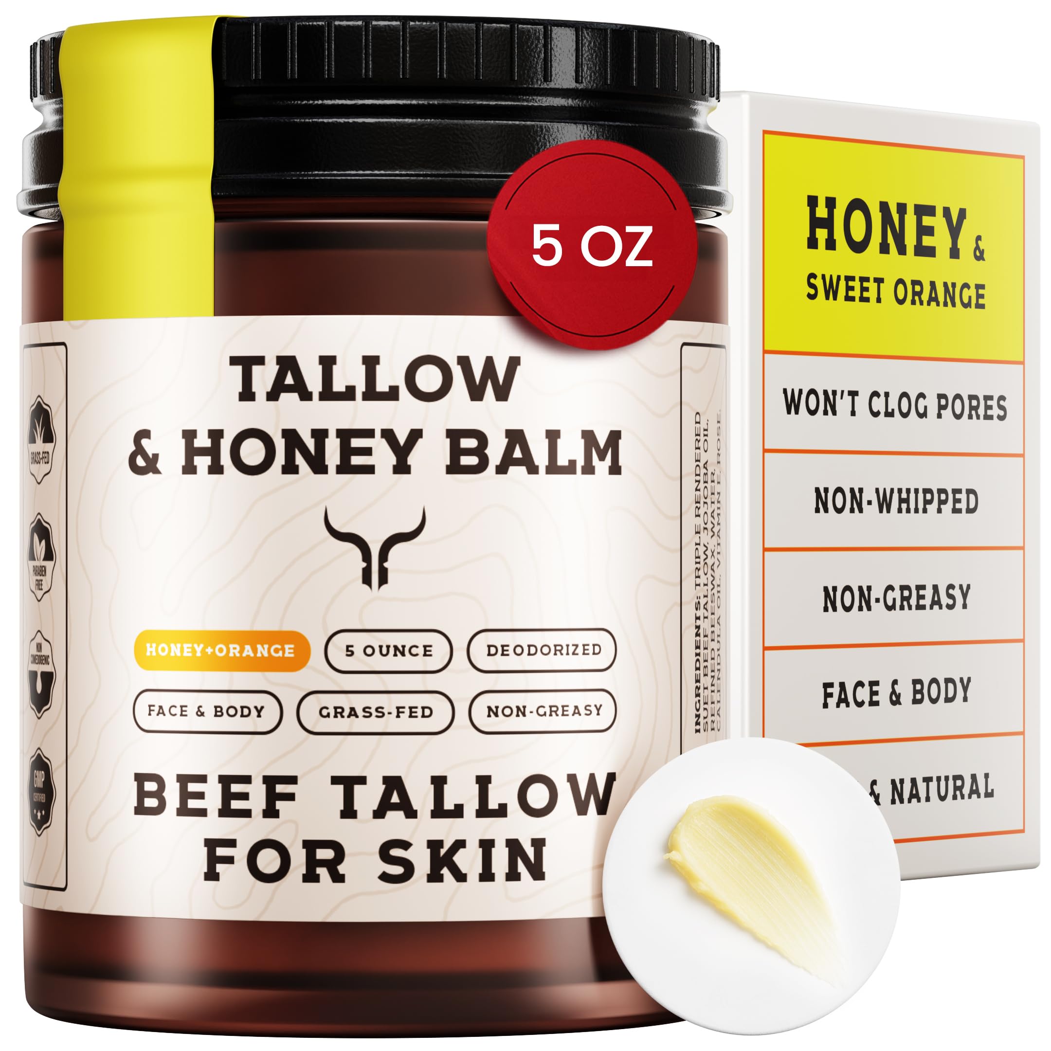 Ancestral Haven Beef Tallow for Skin – Honey Balm for Face & Body, Gift-Ready Moisturizer