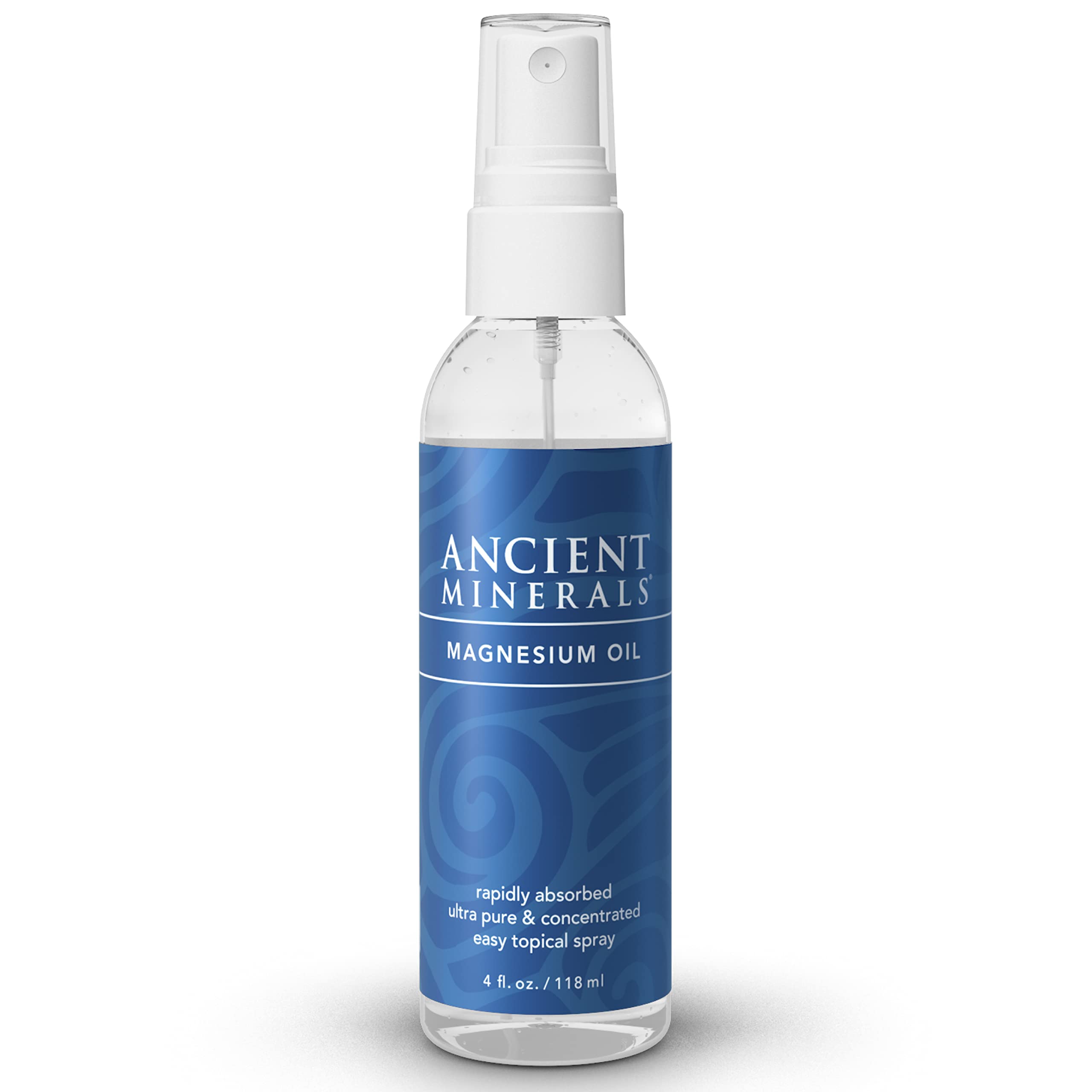 Ancient Minerals Magnesium Oil Spray – Pure Zechstein Magnesium Chloride for Topical Skin Care (4 fl oz)