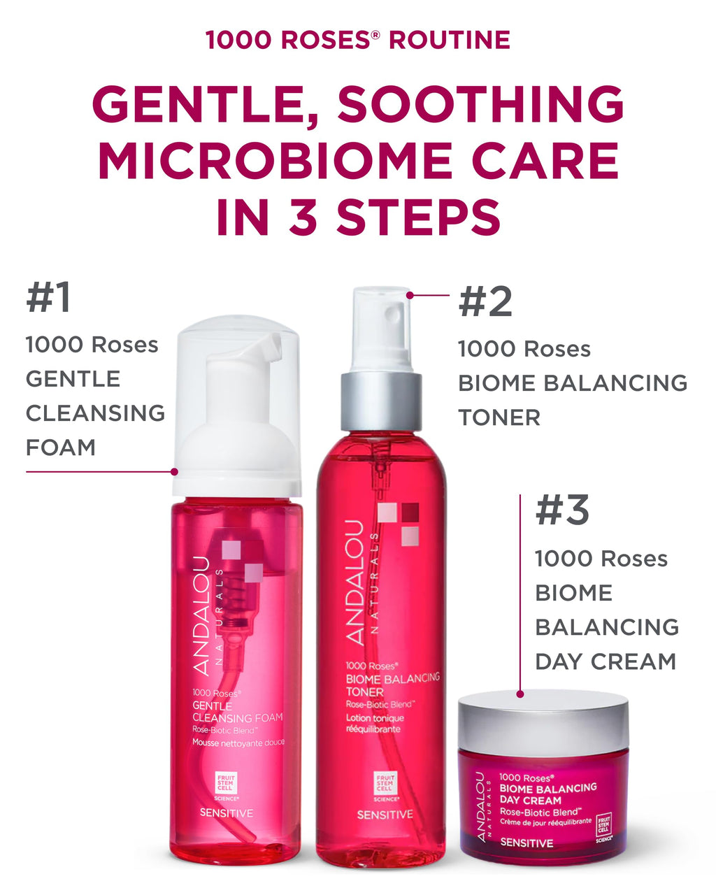 Andalou Naturals 1000 Roses Biome Balancing Day Cream — Lightweight Hydration for Sensitive Skin