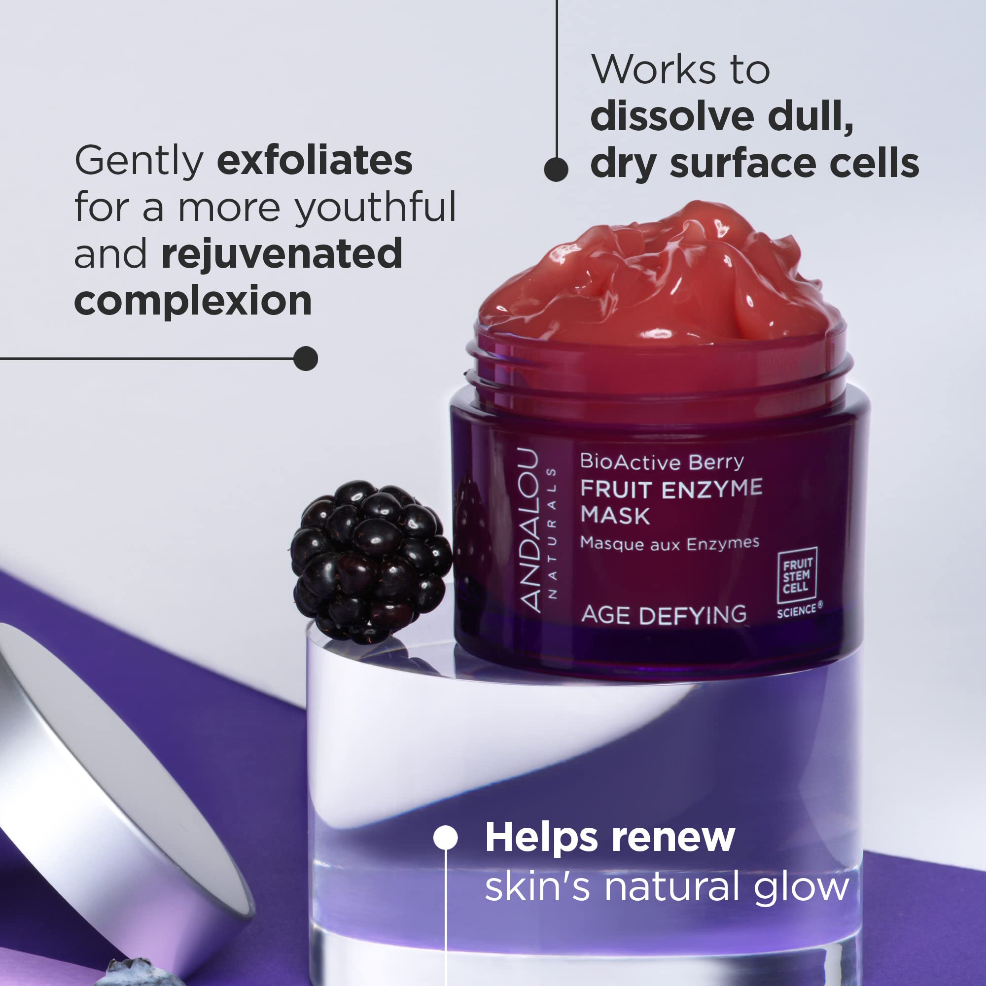 Andalou Naturals BioActive 8 Berry Enzyme Mask – 1.7 oz for Dry, Sensitive Skin