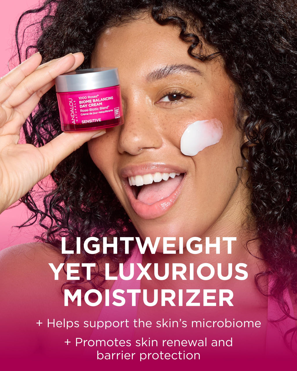 Andalou Naturals 1000 Roses Biome Balancing Day Cream — Lightweight Hydration for Sensitive Skin