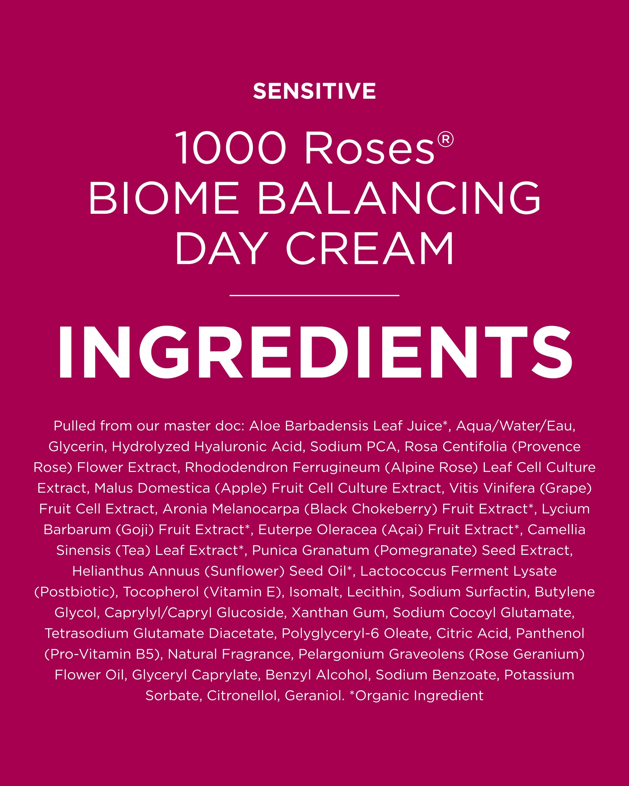 Andalou Naturals 1000 Roses Biome Balancing Day Cream — Lightweight Hydration for Sensitive Skin