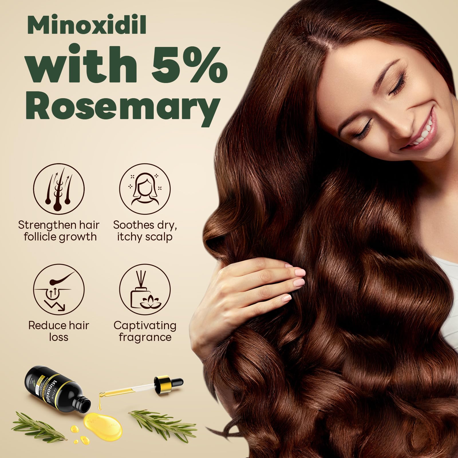 Andelusita 5% Minoxidil with Rosemary & Biotin – Hair & Beard Growth Serum