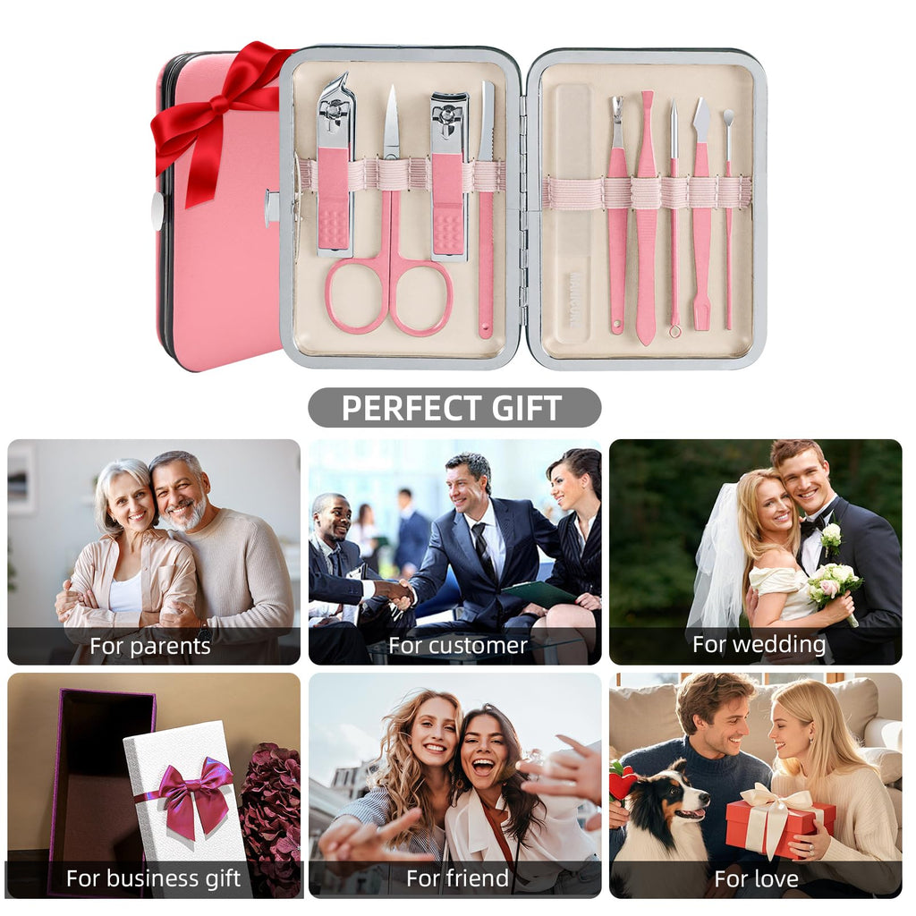 Andrea 10-in-1 Professional Manicure Kit for Women – Nail & Grooming Set with Pink Travel Case