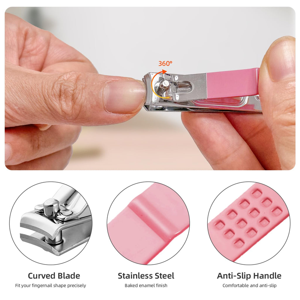 Andrea 10-in-1 Professional Manicure Kit for Women – Nail & Grooming Set with Pink Travel Case