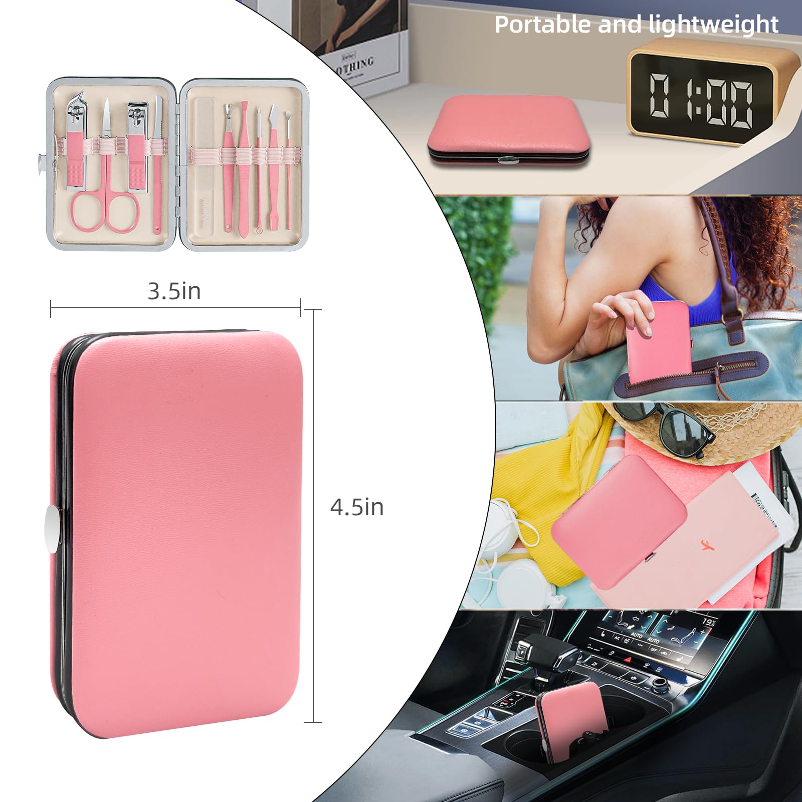 Andrea 10-in-1 Professional Manicure Kit for Women – Nail & Grooming Set with Pink Travel Case