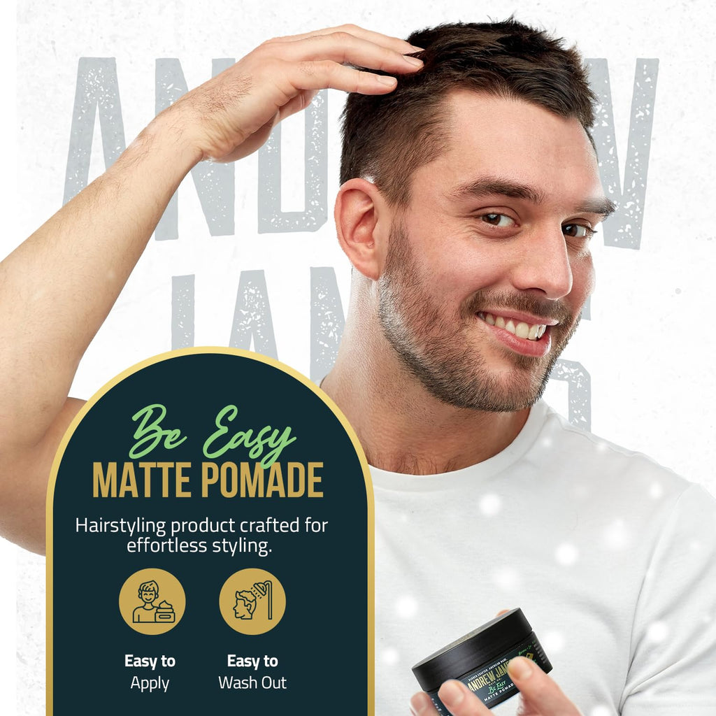 ANDREW JAMES Be Easy Cream Pomade | Firm Hold & Natural Matte Finish | 2.75 oz