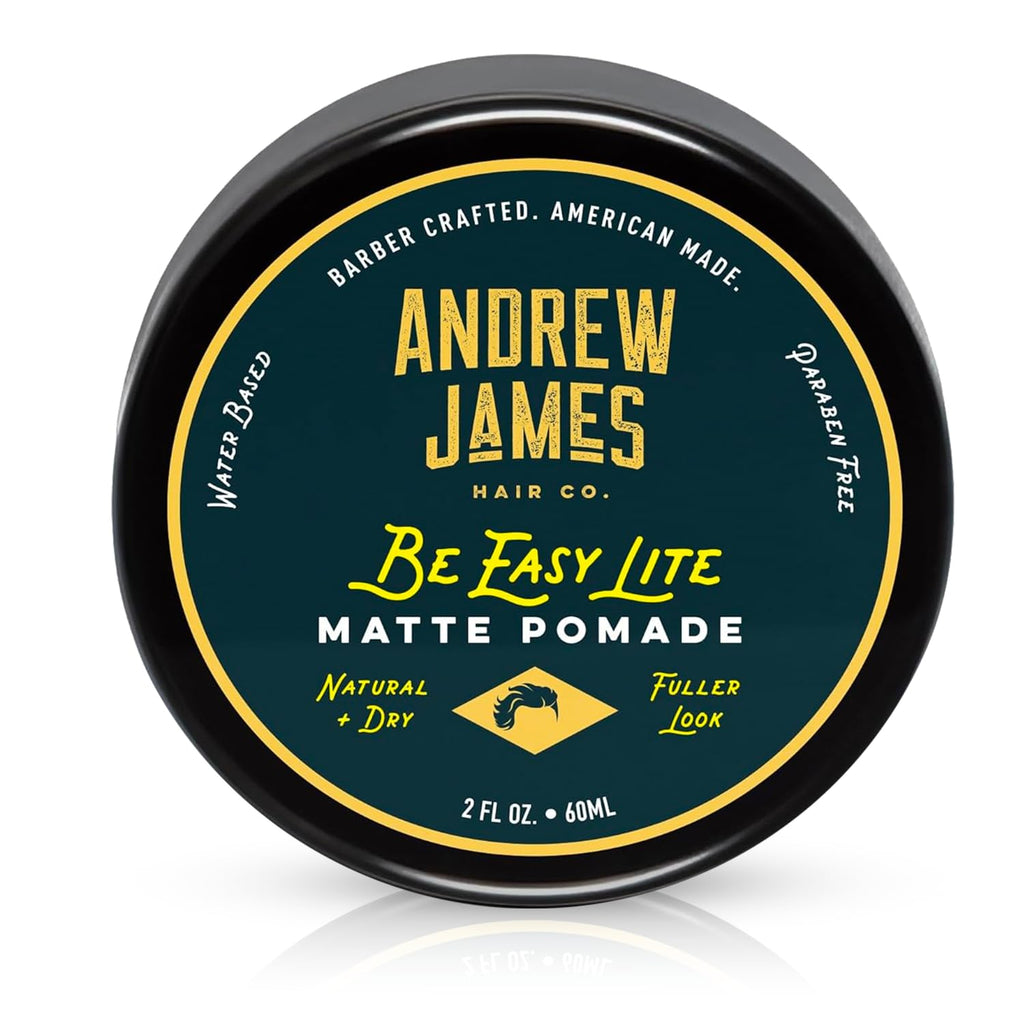 ANDREW JAMES Matte Pomade 2.75 oz | Be Easy Lite — Natural Matte Finish, Medium Hold