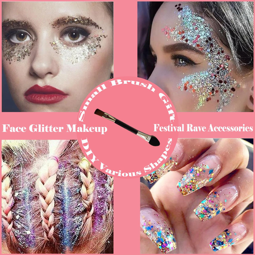 Angels Beauty Body Glitter Gel – 50ml Chunky Sequins for Face & Body (White, Pink, Gold, Green, Red)