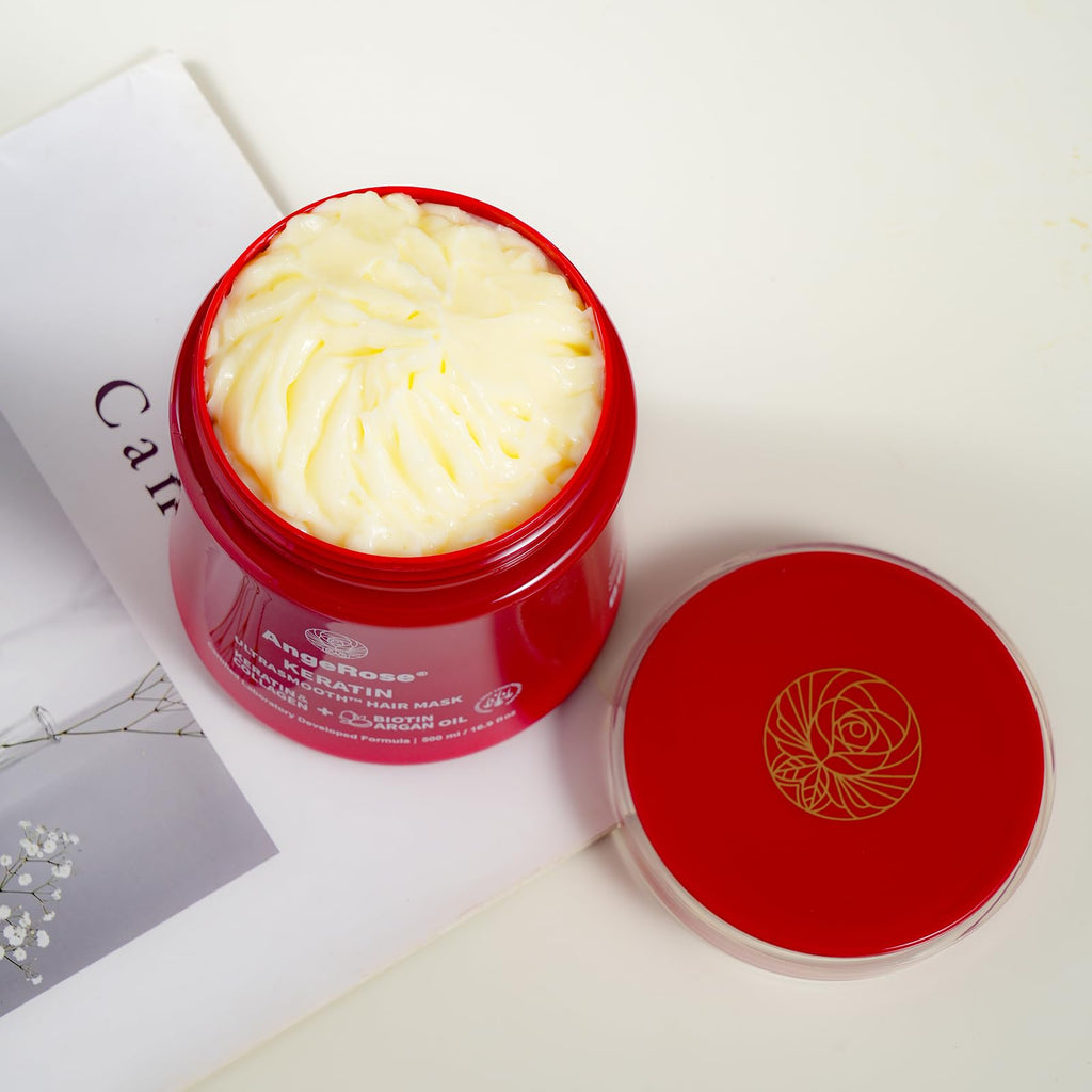 AngeRose Keratin Hair Mask with Collagen & Argan Oil – Deep Conditioner 16.9 oz