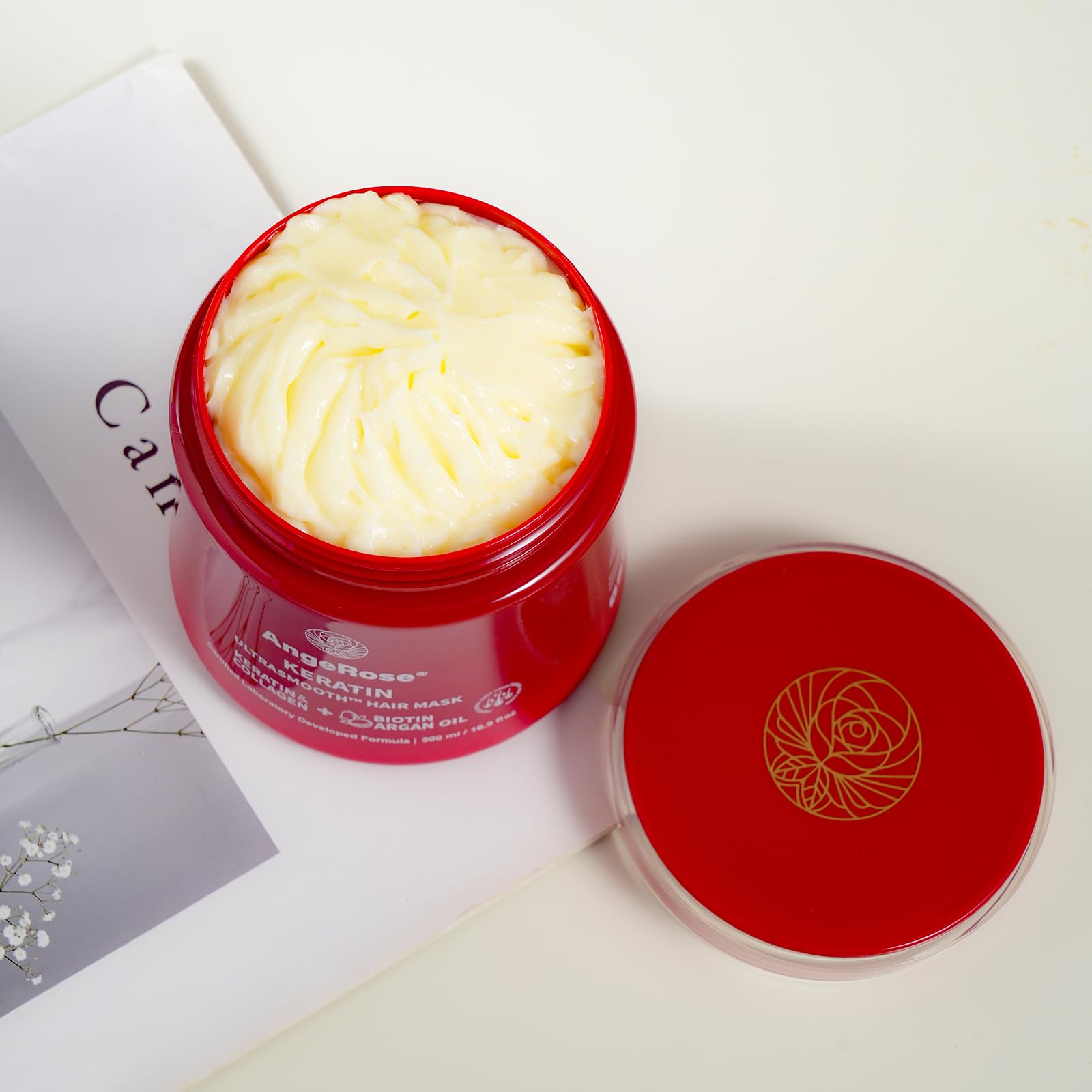 AngeRose Keratin Hair Mask with Collagen & Argan Oil – Deep Conditioner 16.9 oz