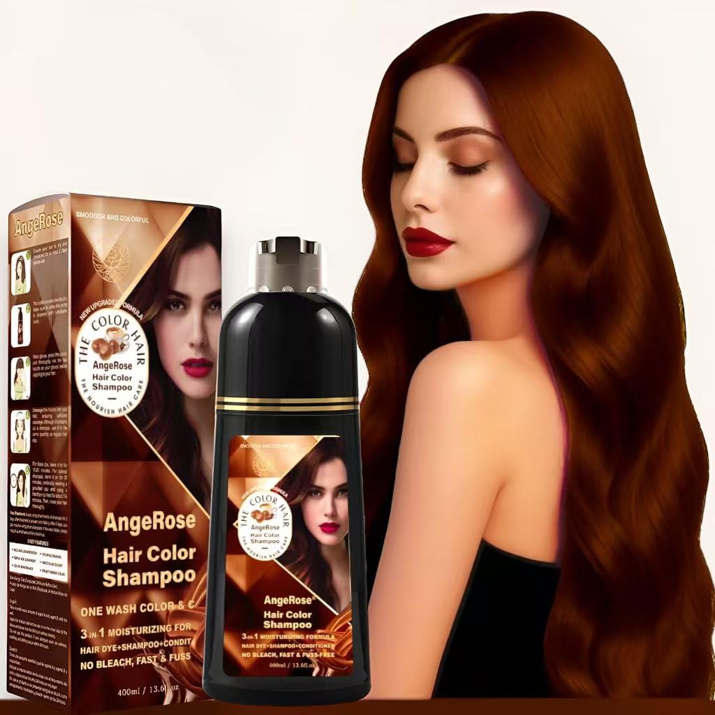 AngeRose Hair Dye Shampoo 3-in-1 Chestnut Brown 400 ml
