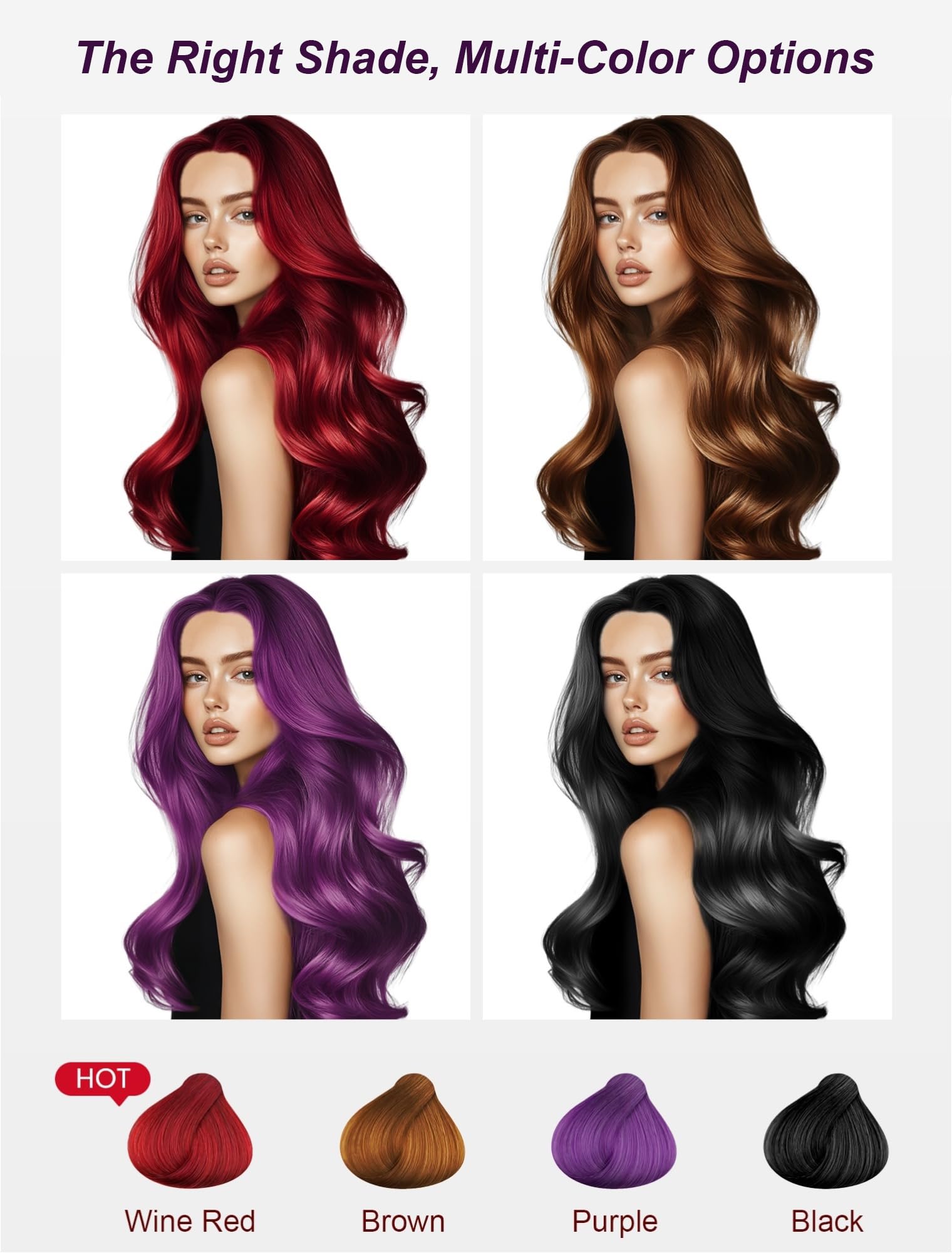 AngeRose Hair Dye Shampoo 3-in-1, Purple – Quick Gray Coverage in 15 Minutes