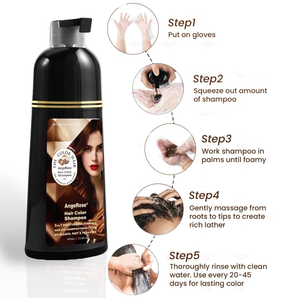 AngeRose Purple Hair Dye Shampoo 3 in 1 – Instant Color, Shampoo & Conditioner, 400 ml