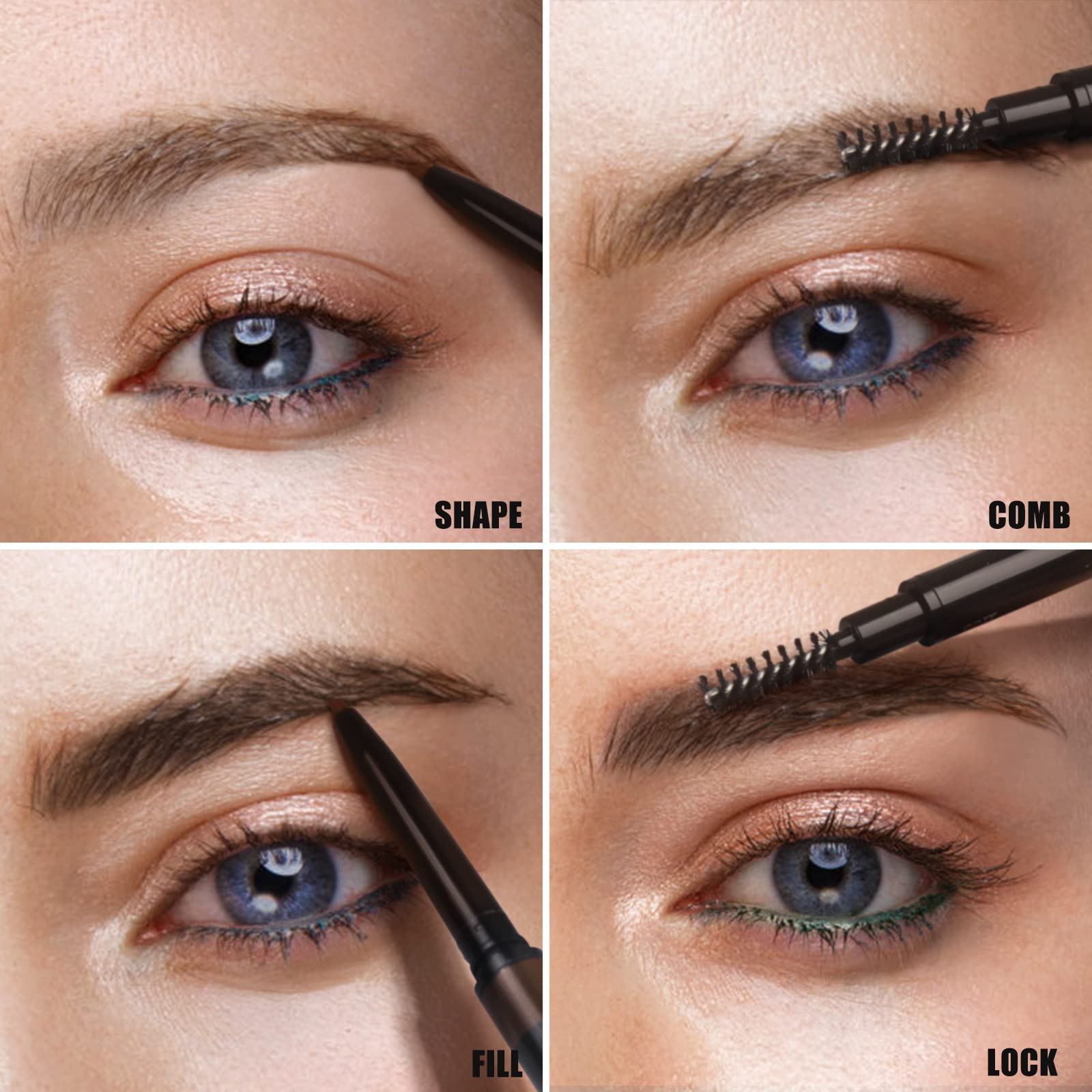 Anglicolor Eyebrow Pencil Ultrafine Tip – Waterproof, Dual-Sided with Brush (2-Pack, 2PC104)
