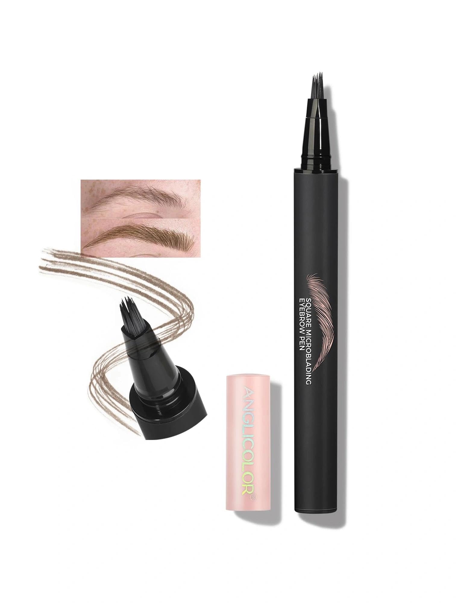 Anglicolor Mocha Microblading Brow Pen – Quick, Natural Hair-Like Strokes, Long-Lasting & Easy to Use