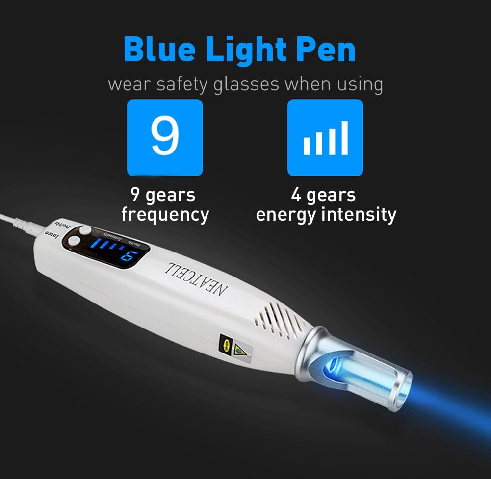 AngVin Blue Light Pen – Home Use Kit with Customer & Operator Glasses, US Plug (100–240V)