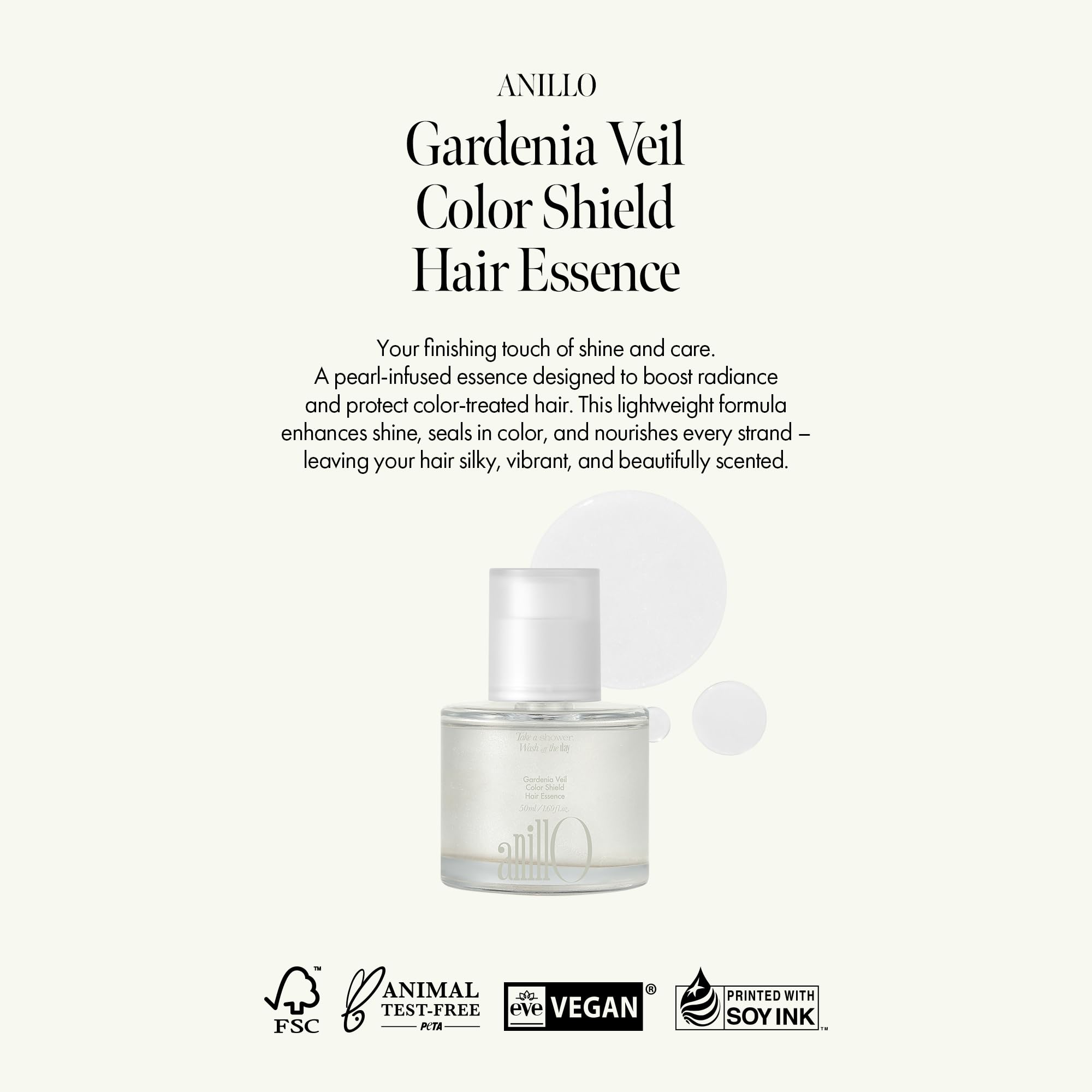 ANILLO Gardenia Veil Color Shield Hair Essence – Lightweight Leave-In Treatment for Color-Treated Hair