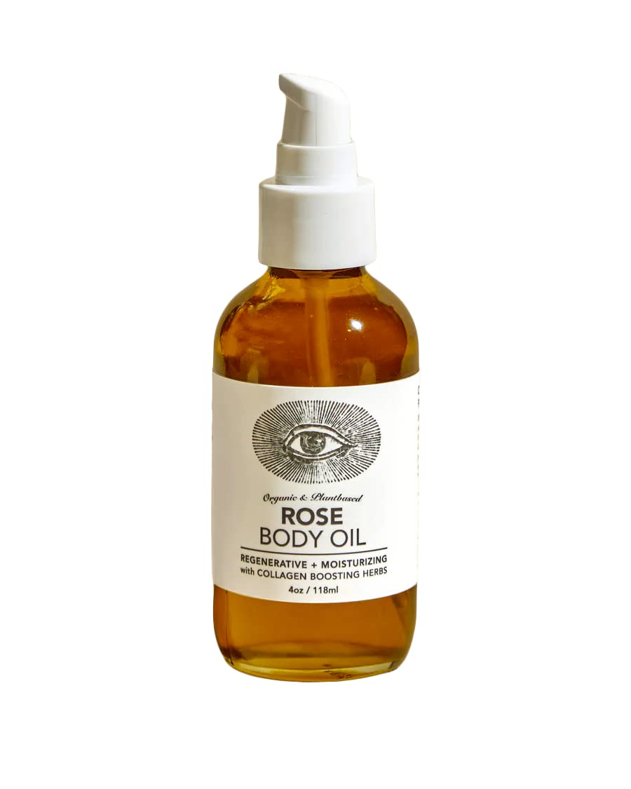 Anima Mundi Apothecary Rose Body Oil – Adaptogenic Collagen Formula with Moringa & Jojoba (4oz / 118ml)
