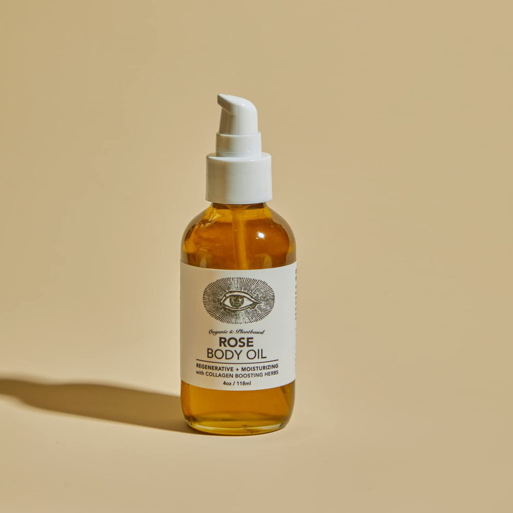 Anima Mundi Apothecary Rose Body Oil – Adaptogenic Collagen Formula with Moringa & Jojoba (4oz / 118ml)