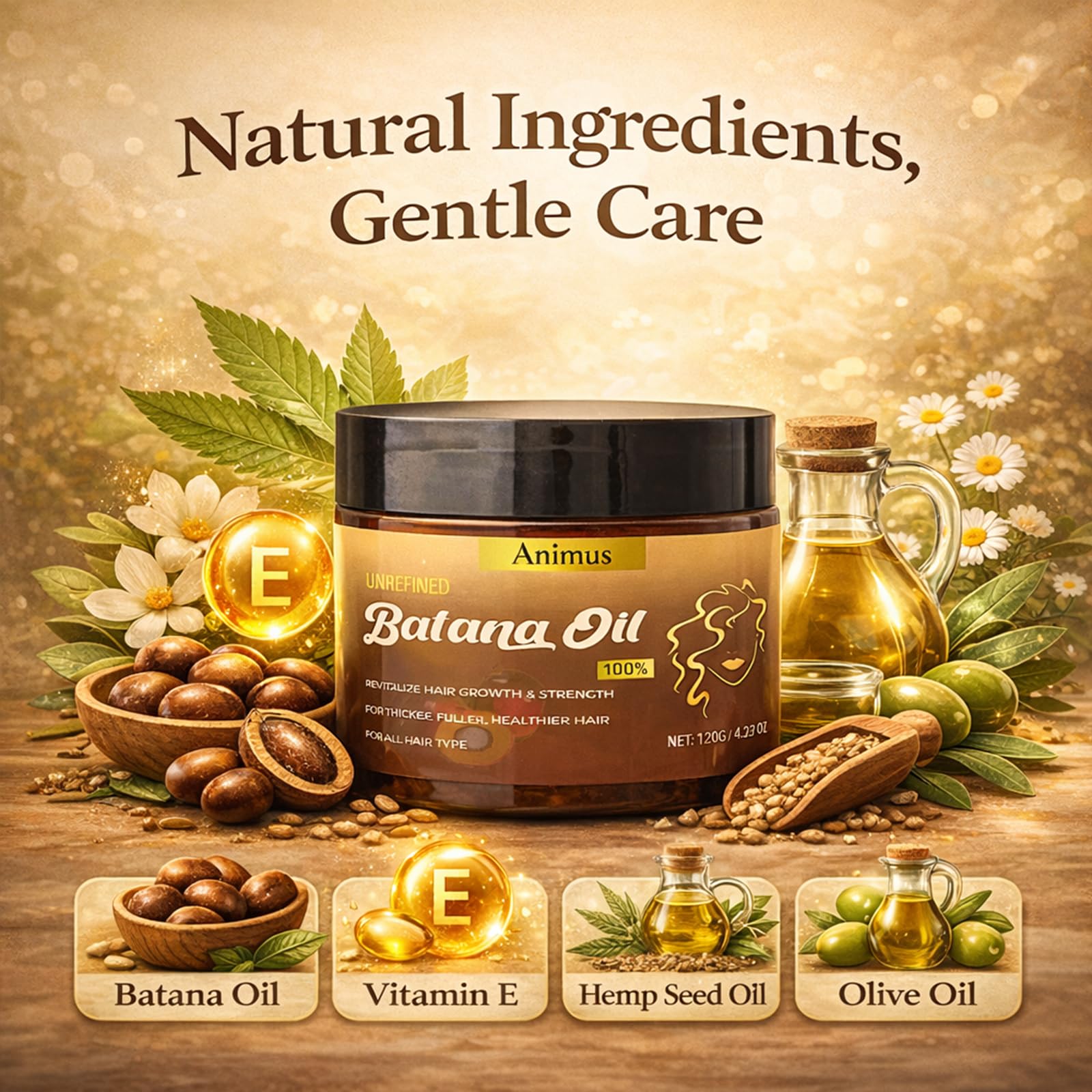 Animus Batana Oil – 100% Pure Batana Paste Hair Mask for All Hair Types