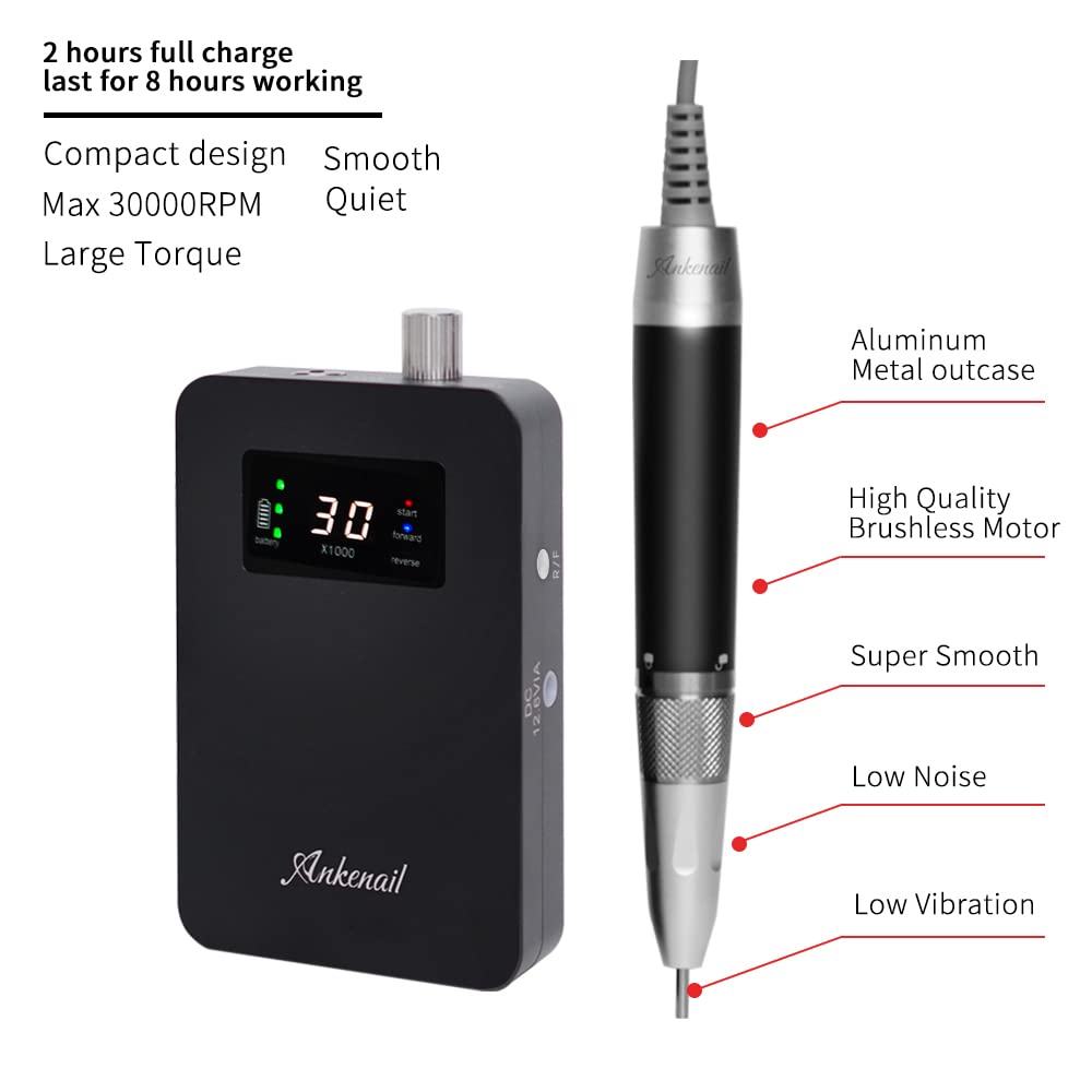 Ankenail S2 Brushless Nail Drill — Portable Cordless E‑File for Acrylic & Gel Nails