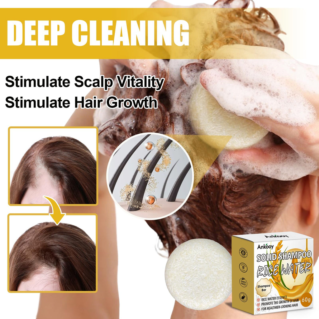 ANKOOOY 2 Pack Rice Water Shampoo & Conditioner Set – Deep Cleansing, Fuller Hair, Growth Support, Sulfate & Paraben Free