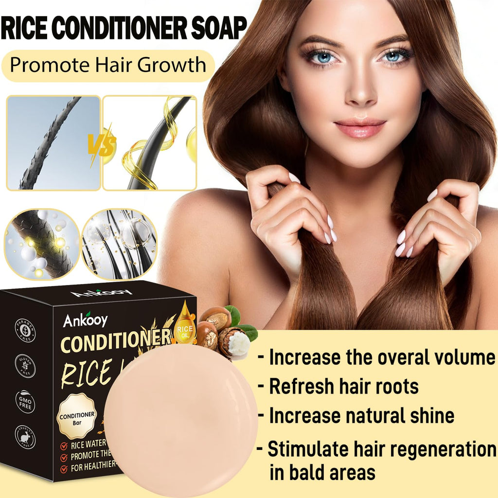 ANKOOOY 2 Pack Rice Water Shampoo & Conditioner Set – Deep Cleansing, Fuller Hair, Growth Support, Sulfate & Paraben Free