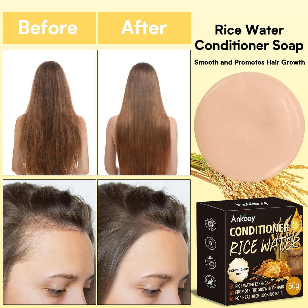 ANKOOOY 2 Pack Rice Water Shampoo & Conditioner Set – Deep Cleansing, Fuller Hair, Growth Support, Sulfate & Paraben Free