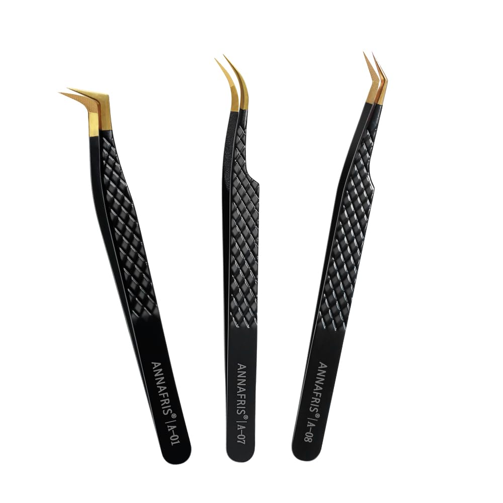 ANNAFRIS Lash Tweezers with Fiber Tip | Precision for Volume Lash Extensions