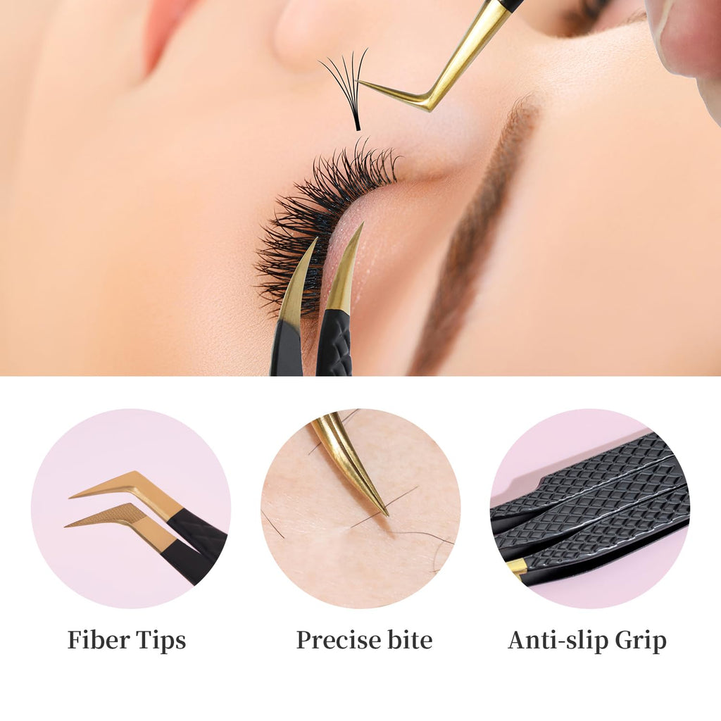 ANNAFRIS Lash Tweezers with Fiber Tip | Precision for Volume Lash Extensions