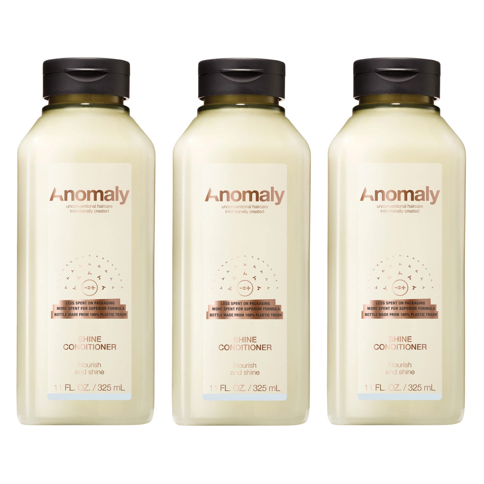 Anomaly Shine Deep Conditioner Detangler with Jojoba Oil & Murumuru Butter | Anti-Frizz | Sulfate & Paraben Free | Ocean-Plastic Packaging (11 oz x 3)