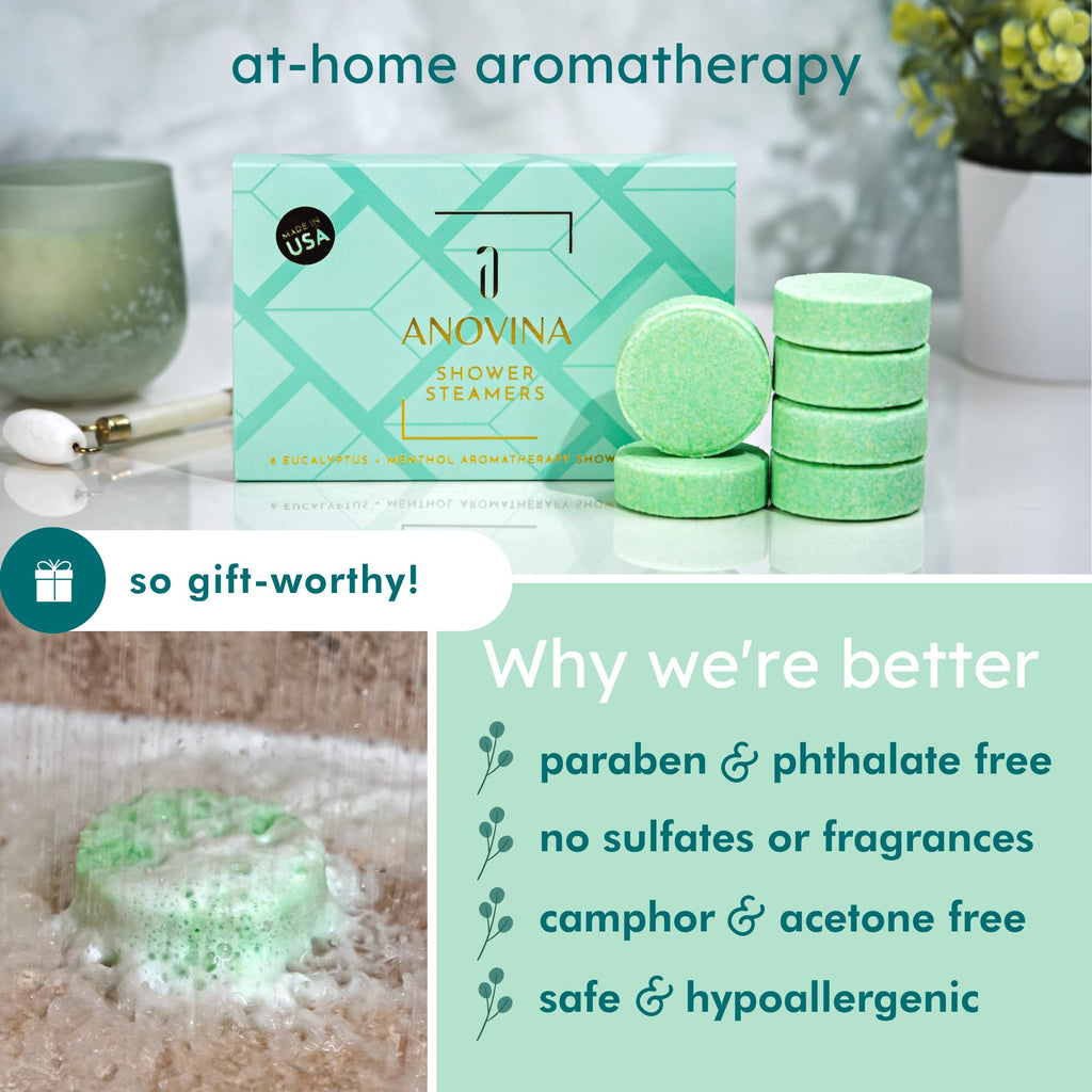 Anovina 12XL Eucalyptus Shower Steamers – Menthol Aromatherapy, Made in USA