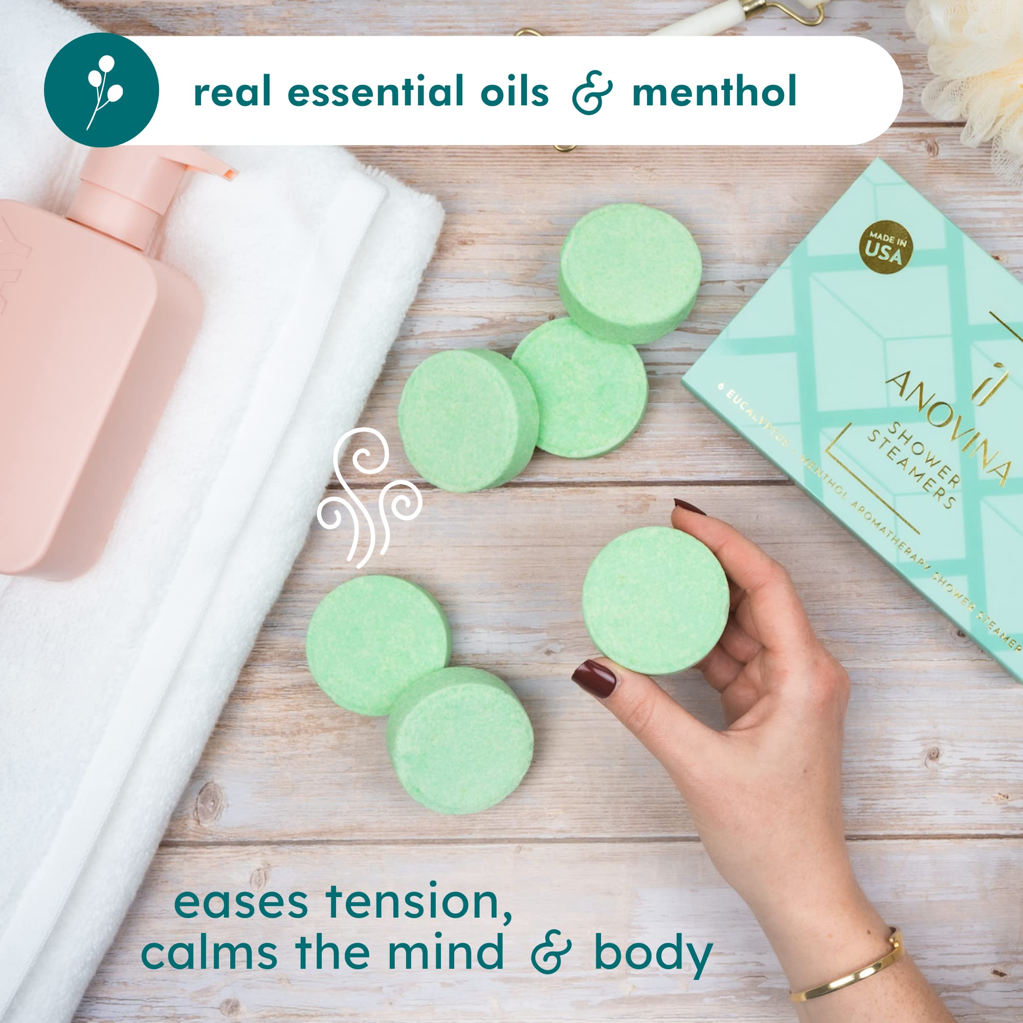 Anovina 12XL Eucalyptus Shower Steamers – Menthol Aromatherapy, Made in USA
