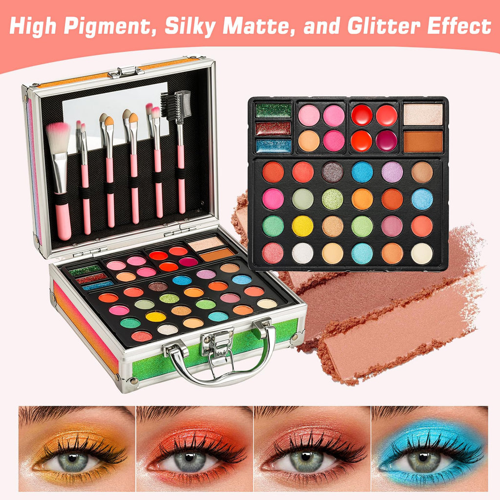 Anpro All-In-One Makeup Carry Case with Pro Teen Makeup Set – Complete Starter Cosmetics Kit