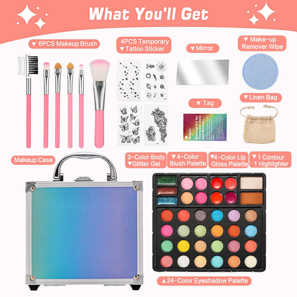 Anpro All-In-One Tween Makeup Kit for Girls 10-12 | Pro Teen Makeup Set