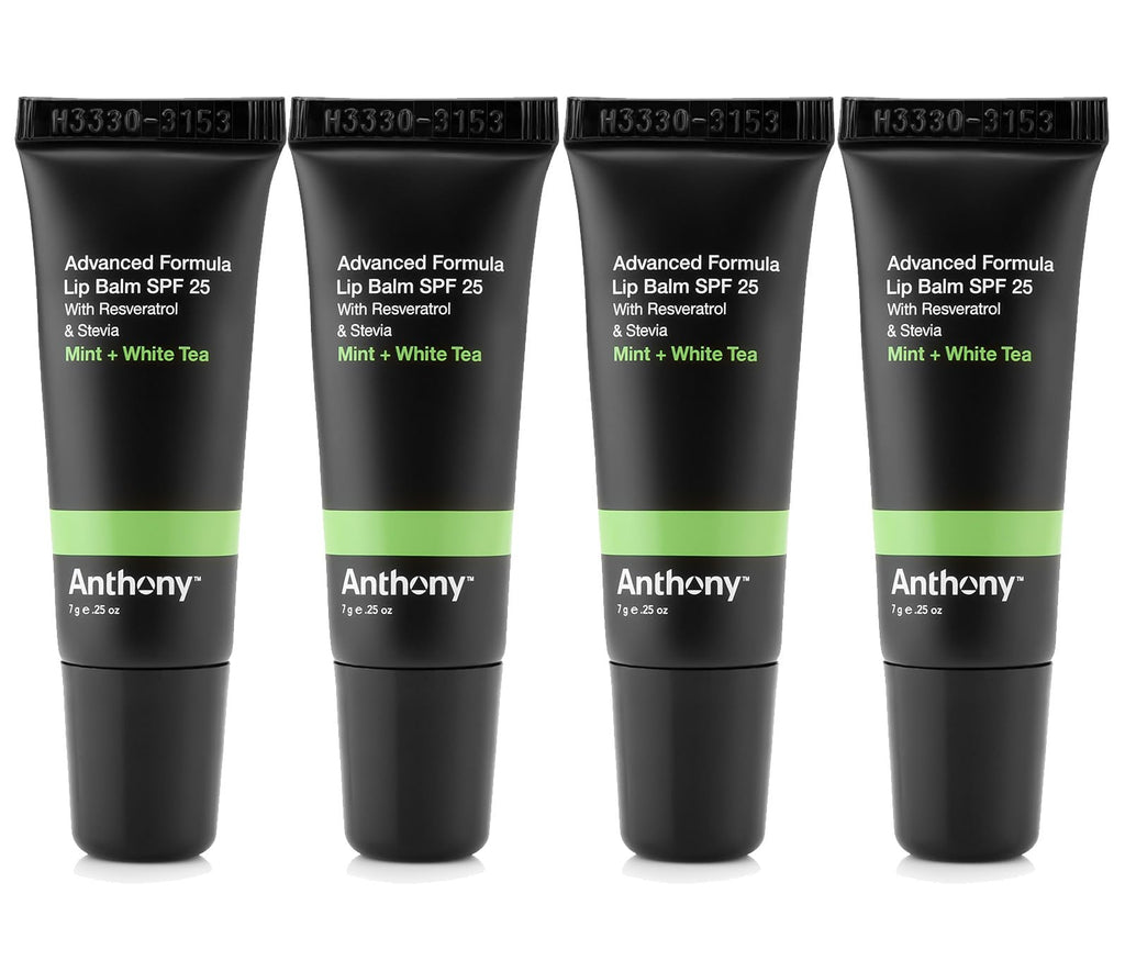 Anthony 25 SPF Lip Balm – SPF 25 Lip Care with Green Tea, Shea Butter & Vitamin E – 4-Pack