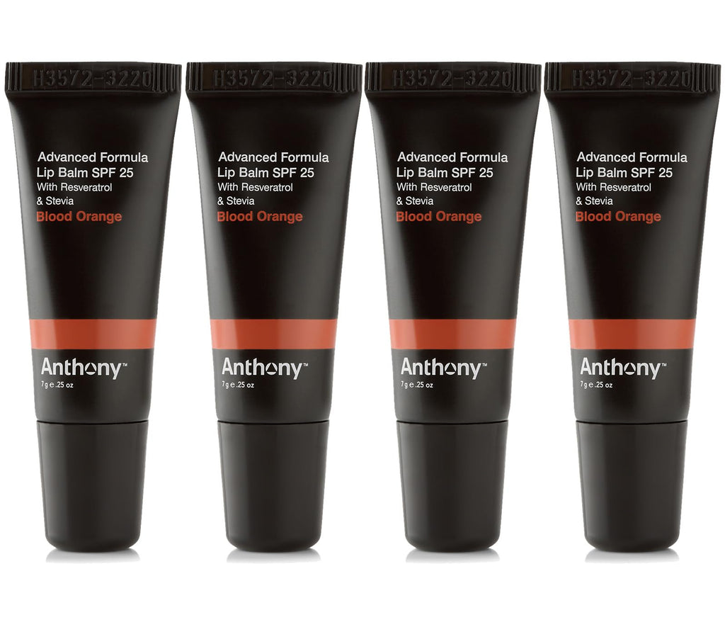 Anthony 25 SPF Lip Balm – Blood Orange Flavor – 4 Pack with Green Tea Extract, Shea Butter & Vitamin E