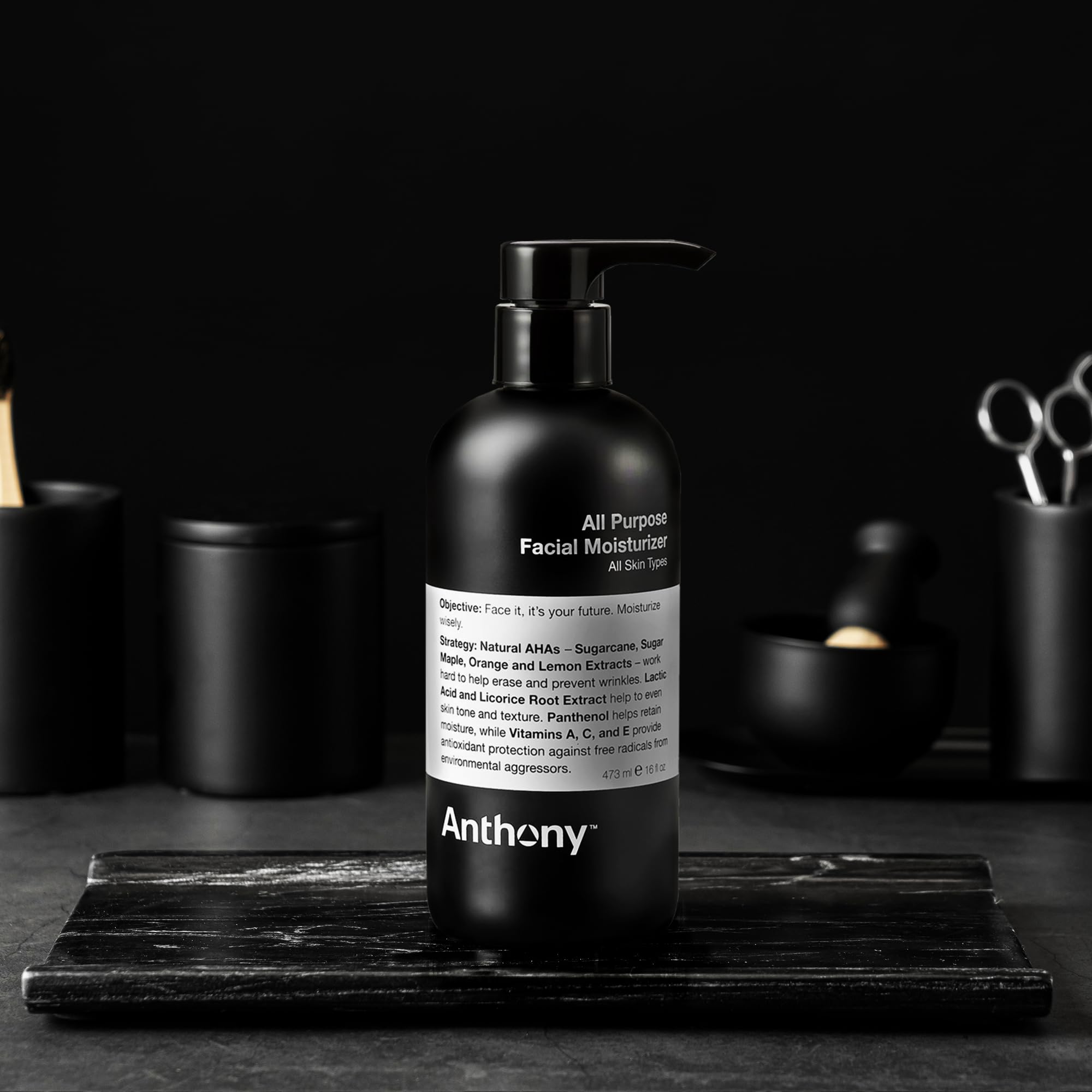 Anthony All-Purpose Facial Moisturizer – Lightweight Men’s Hydrating Lotion, Non-Comedogenic, Anti-Aging – 16 Fl Oz