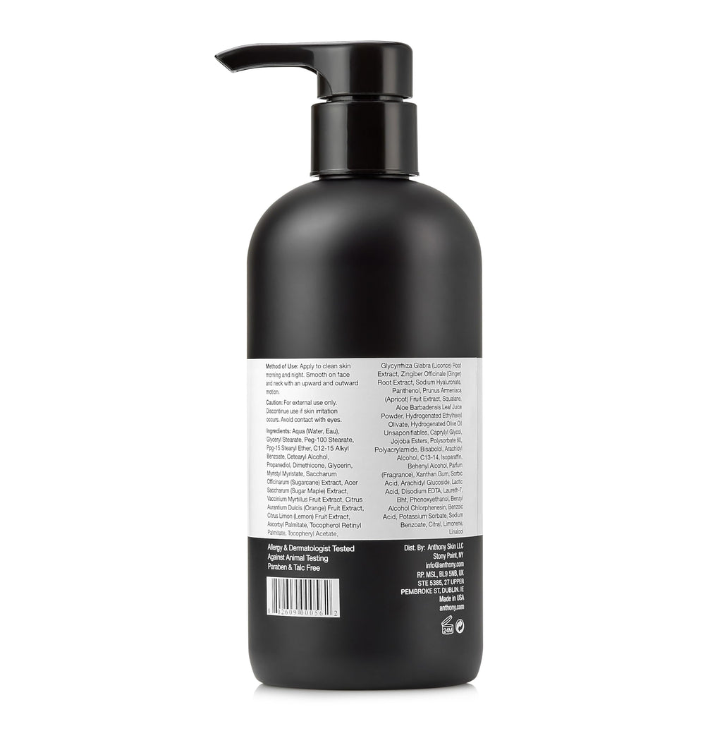 Anthony All-Purpose Facial Moisturizer – Lightweight Men’s Hydrating Lotion, Non-Comedogenic, Anti-Aging – 16 Fl Oz