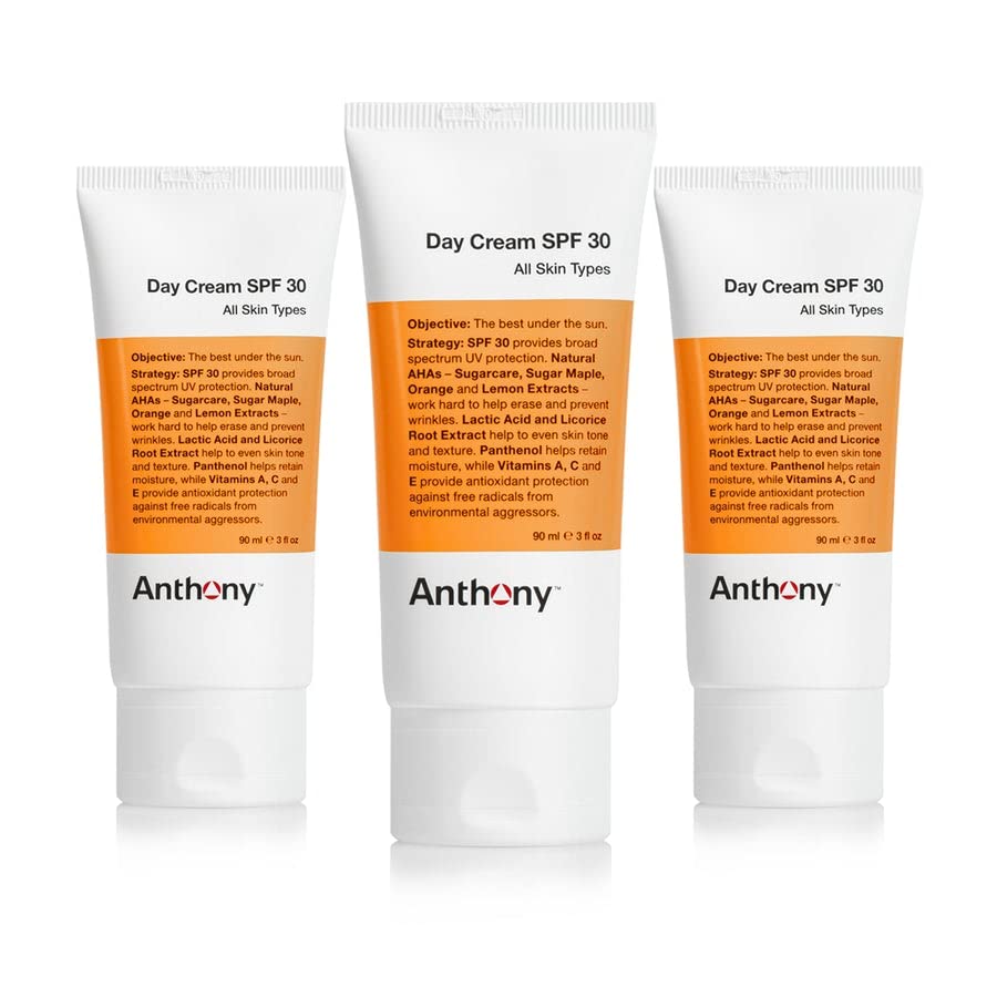 Anthony Day Cream SPF 30, 3 oz (Pack of 3) – Hydrates, Broad-Spectrum Sun Protection