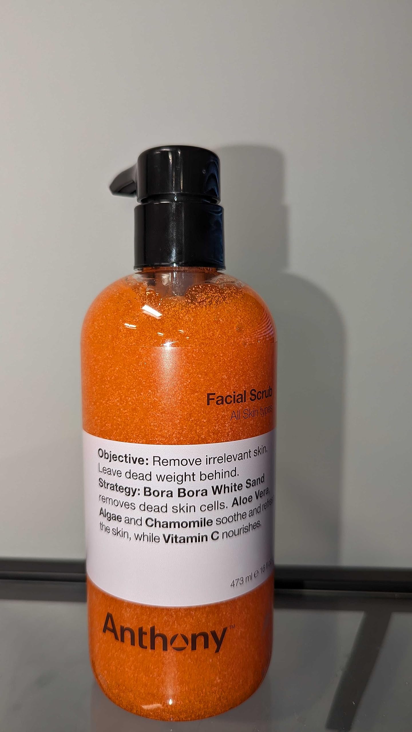 Anthony Facial Scrub – 16 oz with Aloe Vera, Chamomile, Algae & Vitamin C