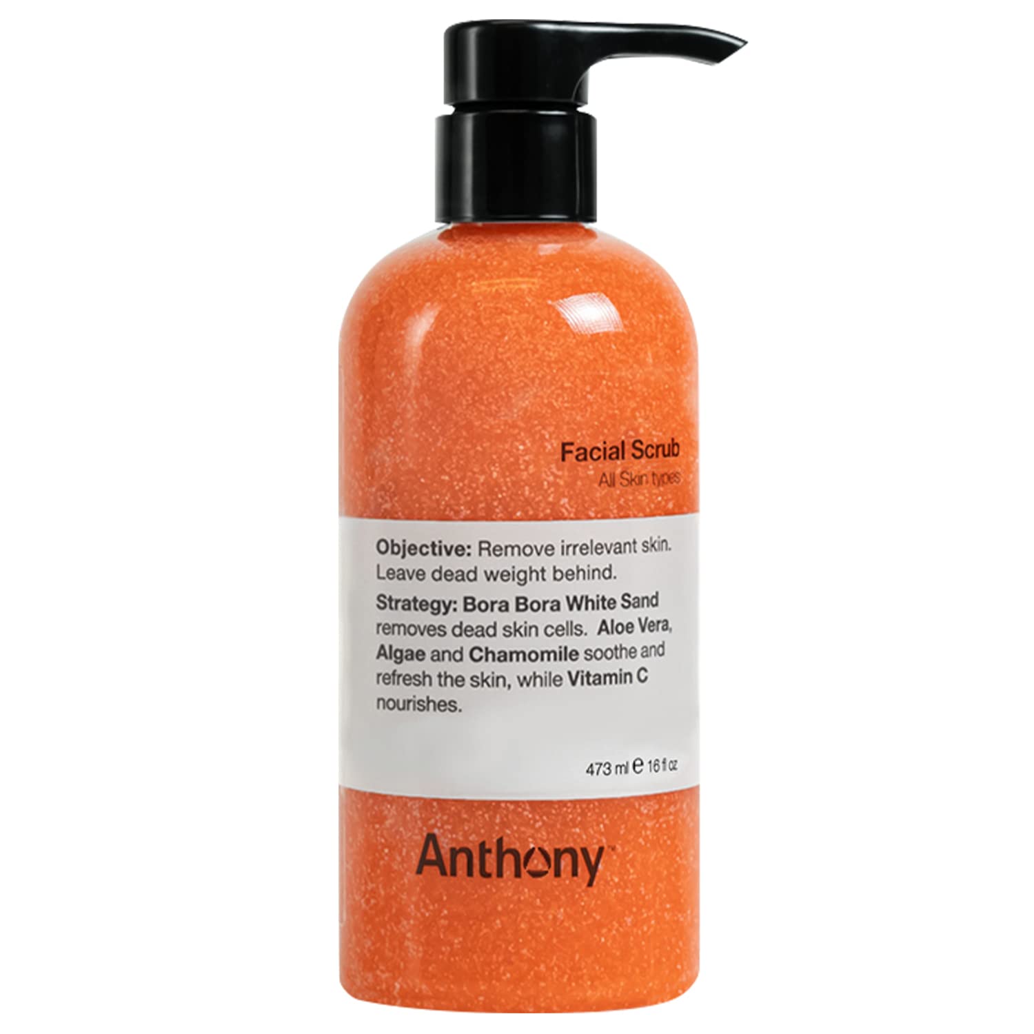 Anthony Facial Scrub – 16 oz with Aloe Vera, Chamomile, Algae & Vitamin C