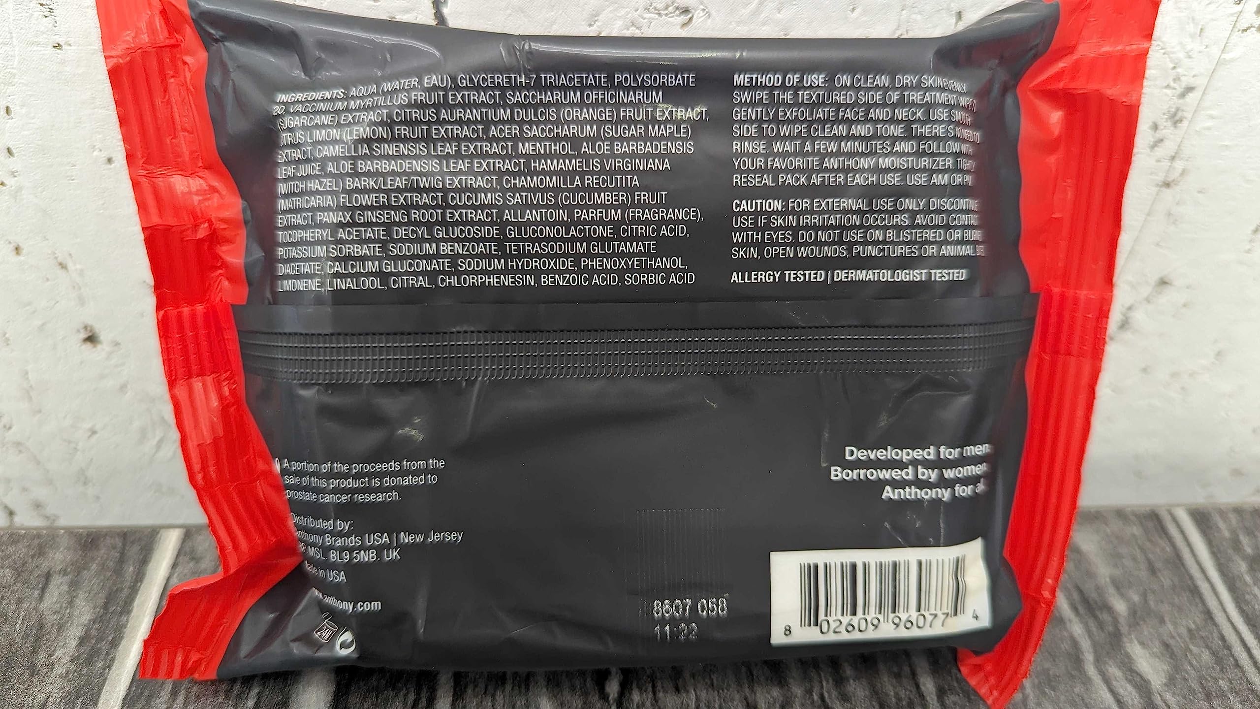 Anthony Glycolic Exfoliating & Resurfacing Wipes – Dual-Sided Cleanser for Men’s Skin (30 Sheets)