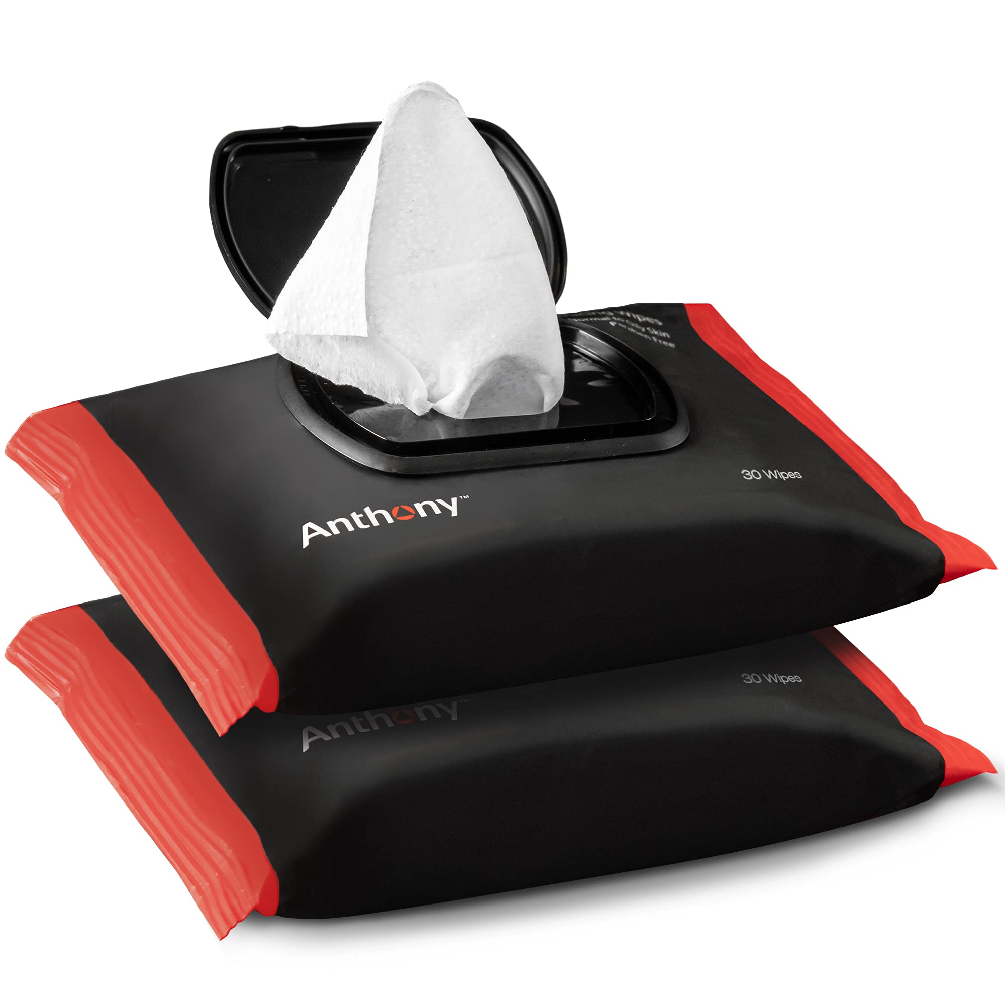 Anthony Glycolic Exfoliating & Resurfacing Wipes – Dual-Sided Cleanser for Men’s Skin (30 Sheets)