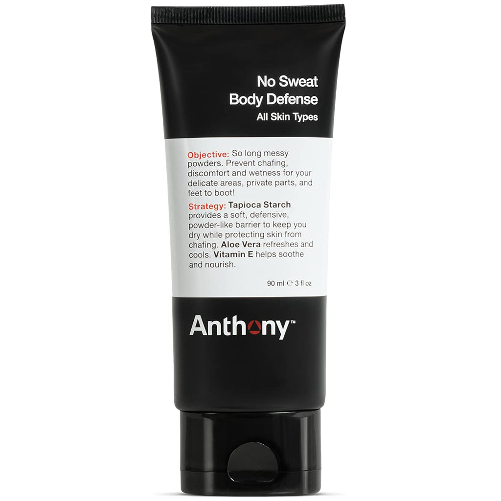 Anthony No Sweat Body Defense Deodorant for Men – Cream-to-Powder, Talc-Free, Anti-Chafing, 3 fl oz